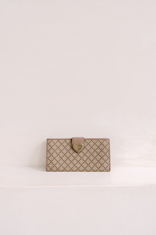 Vintage Gucci Diamanté Canvas and Leather Long Wallet