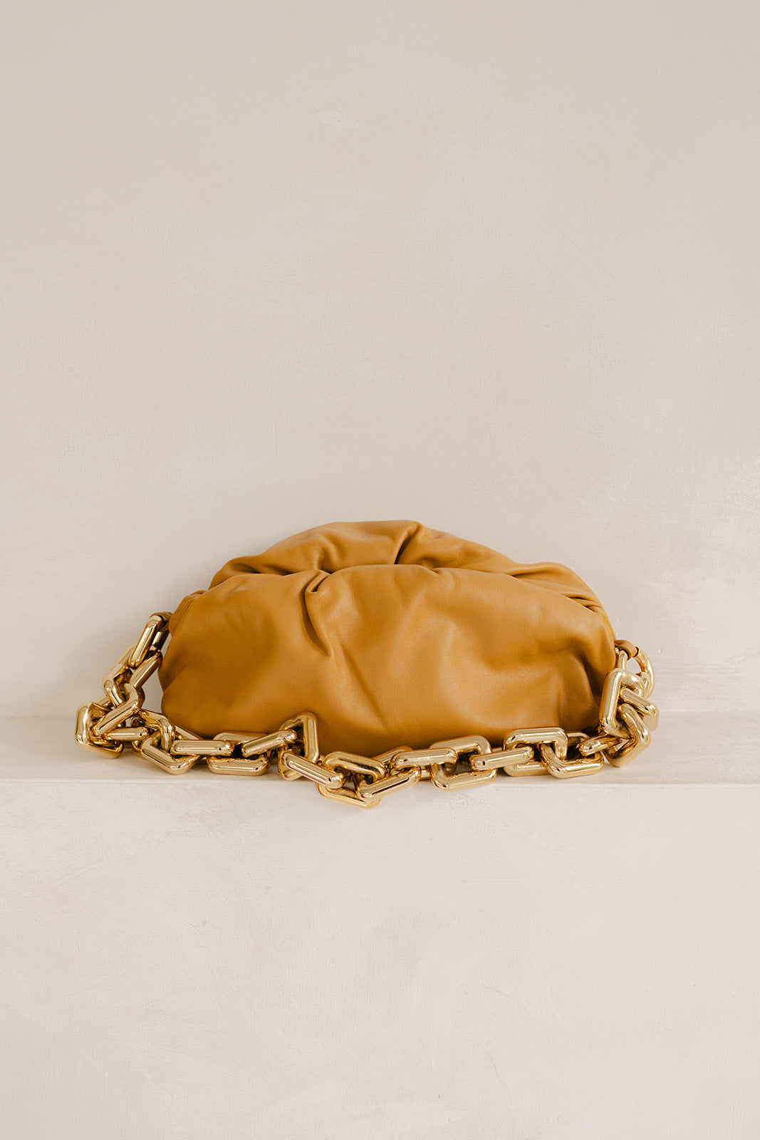 Bottega Veneta Gold Leather Chain Pouch
