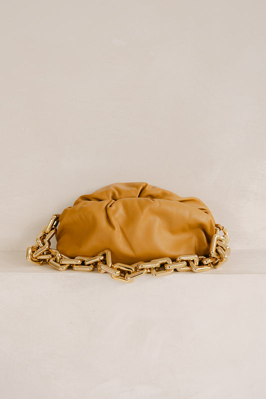 Bottega Veneta Gold Leather Chain Pouch