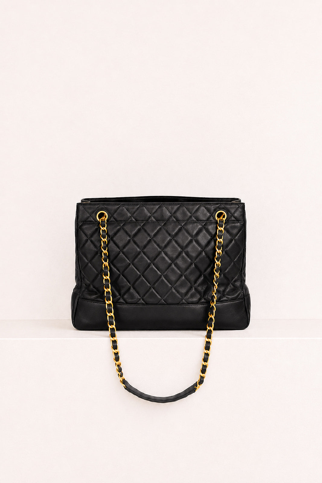 '91-'94 Chanel Quilted Black Tote in Lambskin Leather