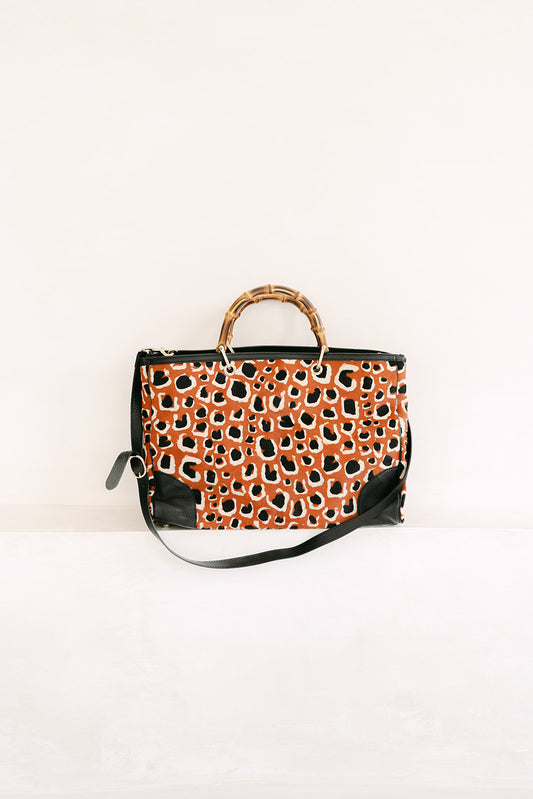Gucci Bamboo Pony Hair Printed Shopper Bag