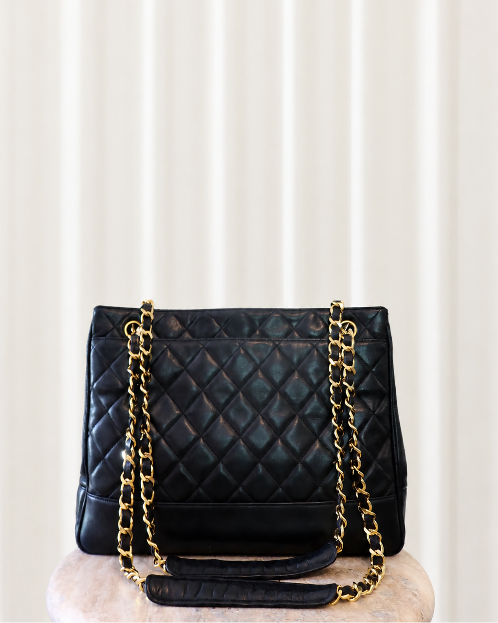 '91-'94 Chanel Quilted Black Tote in Lambskin Leather