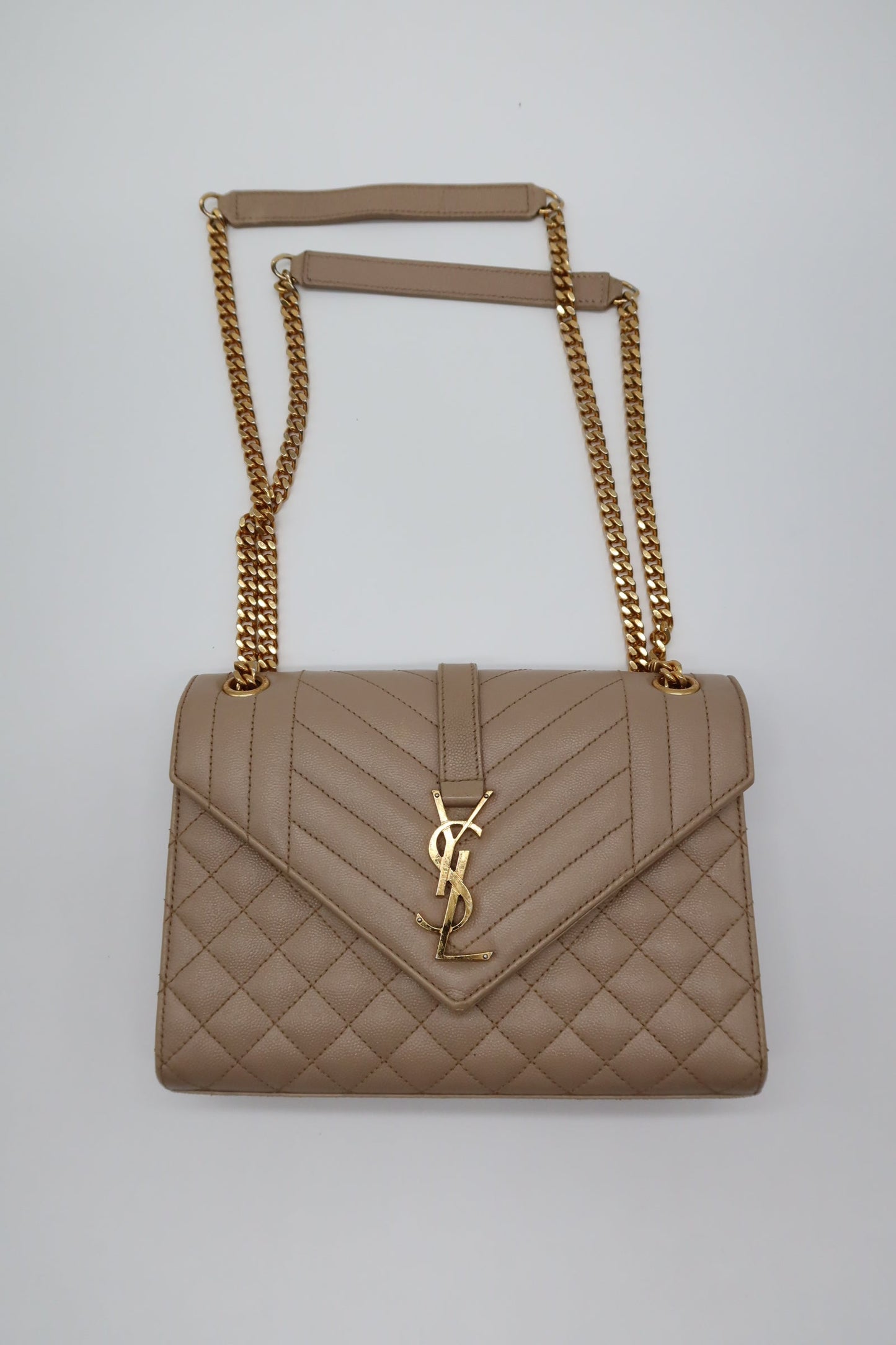 YSL Beige Envelope Shoulder Bag