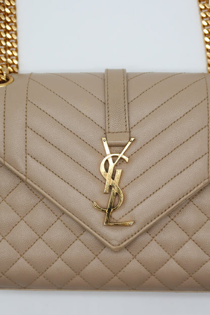 YSL Beige Envelope Shoulder Bag