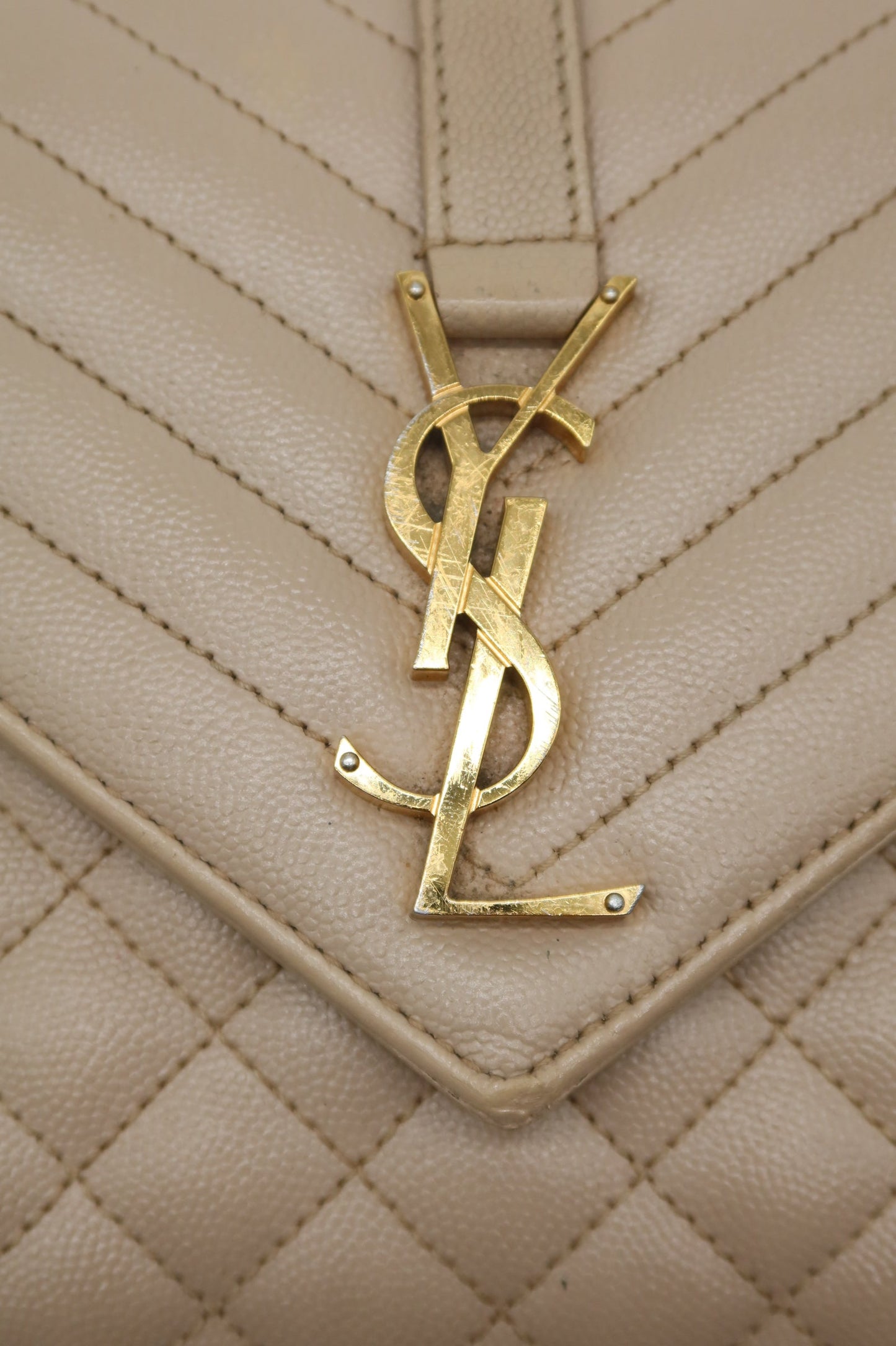 YSL Beige Envelope Shoulder Bag
