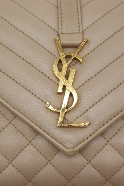 YSL Beige Envelope Shoulder Bag