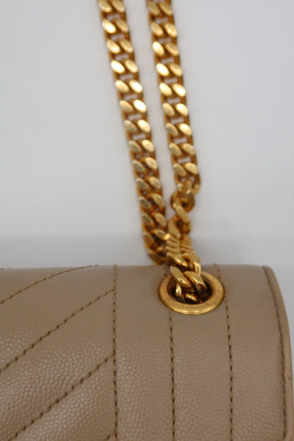 YSL Beige Envelope Shoulder Bag