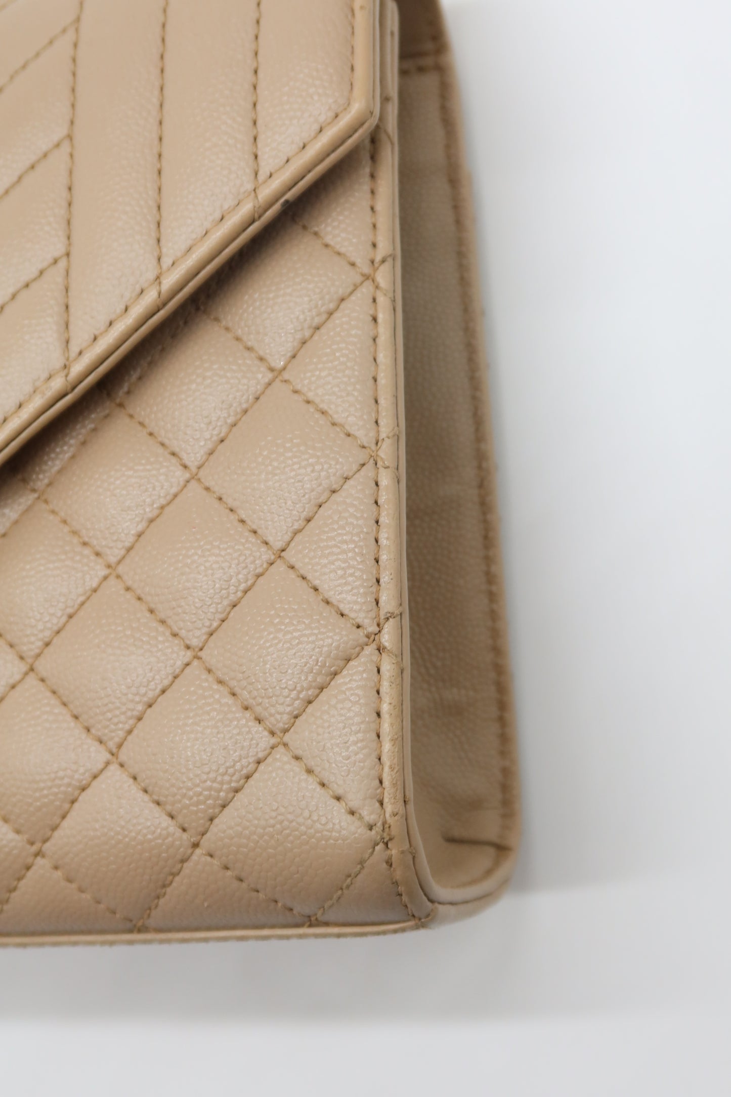 YSL Beige Envelope Shoulder Bag
