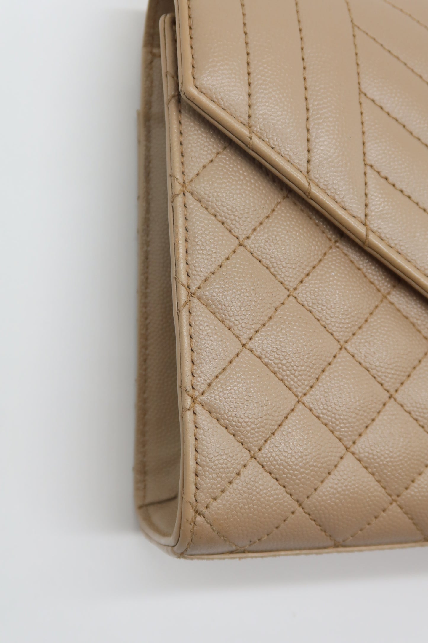 YSL Beige Envelope Shoulder Bag