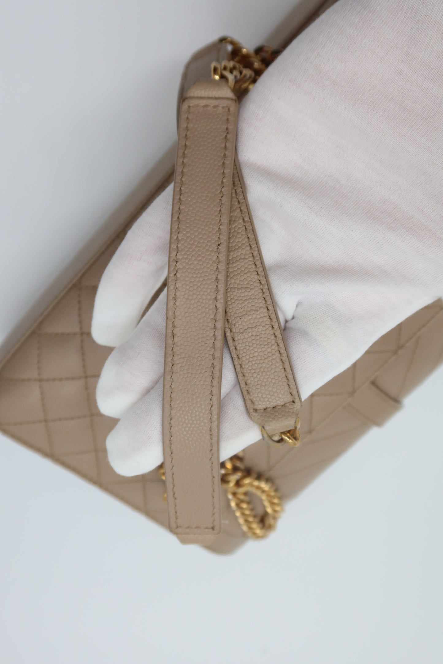 YSL Beige Envelope Shoulder Bag