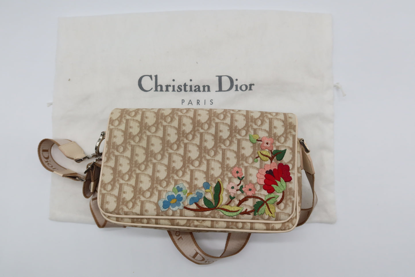 Vintage Christian Dior Trotter Beige Shoulder Bag