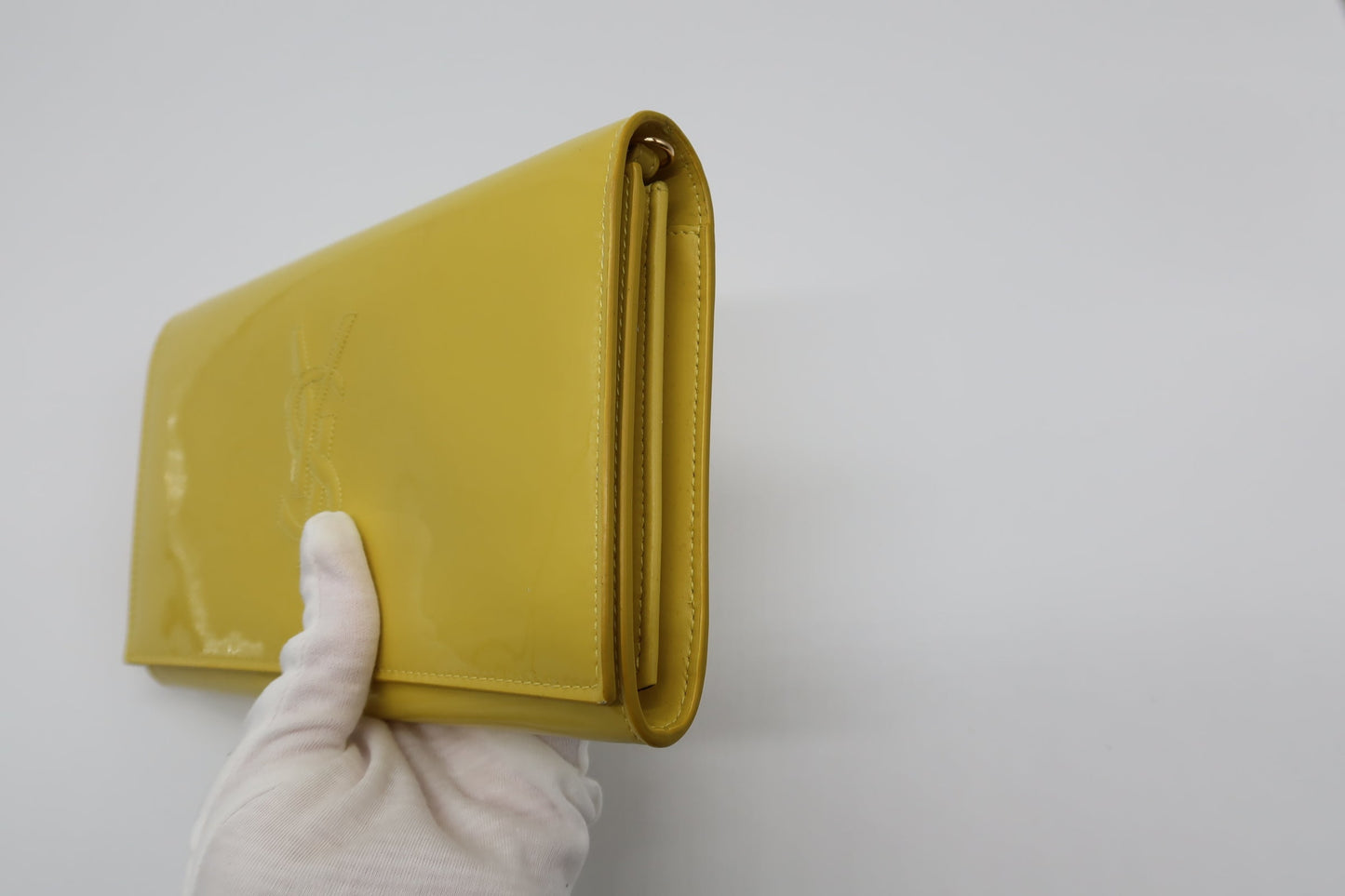 YSL Patent Leather Yellow Clutch