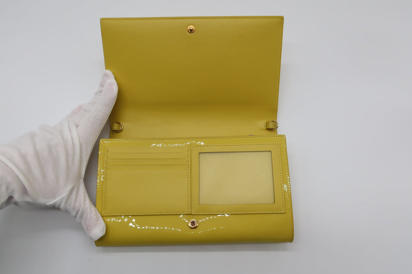 YSL Patent Leather Yellow Clutch