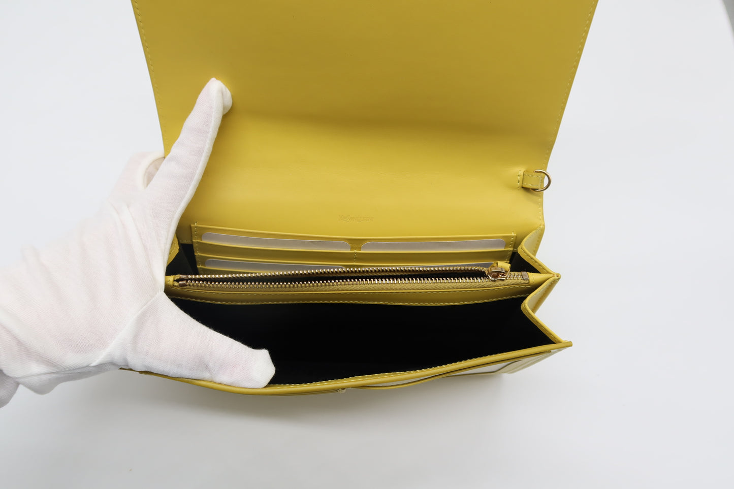 YSL Patent Leather Yellow Clutch
