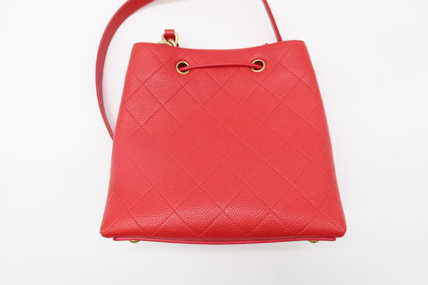 Chanel Red Caviar Leather Bucket Bag