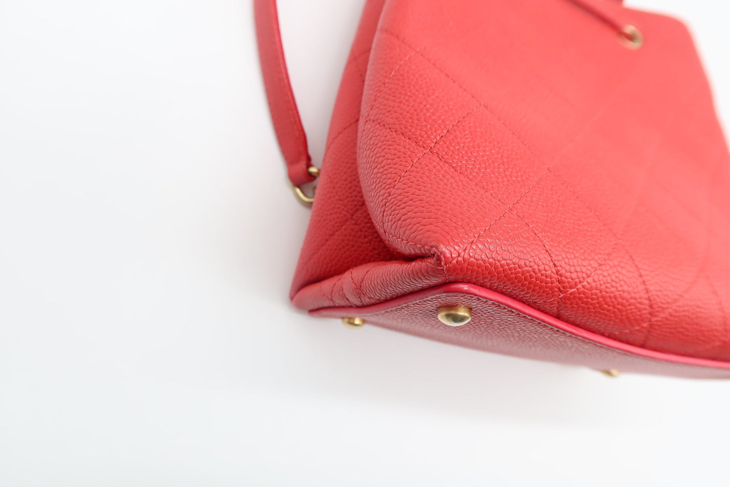 Chanel Red Caviar Leather Bucket Bag