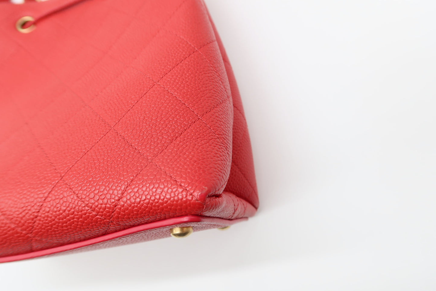 Chanel Red Caviar Leather Bucket Bag