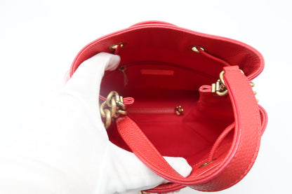 Chanel Red Caviar Leather Bucket Bag