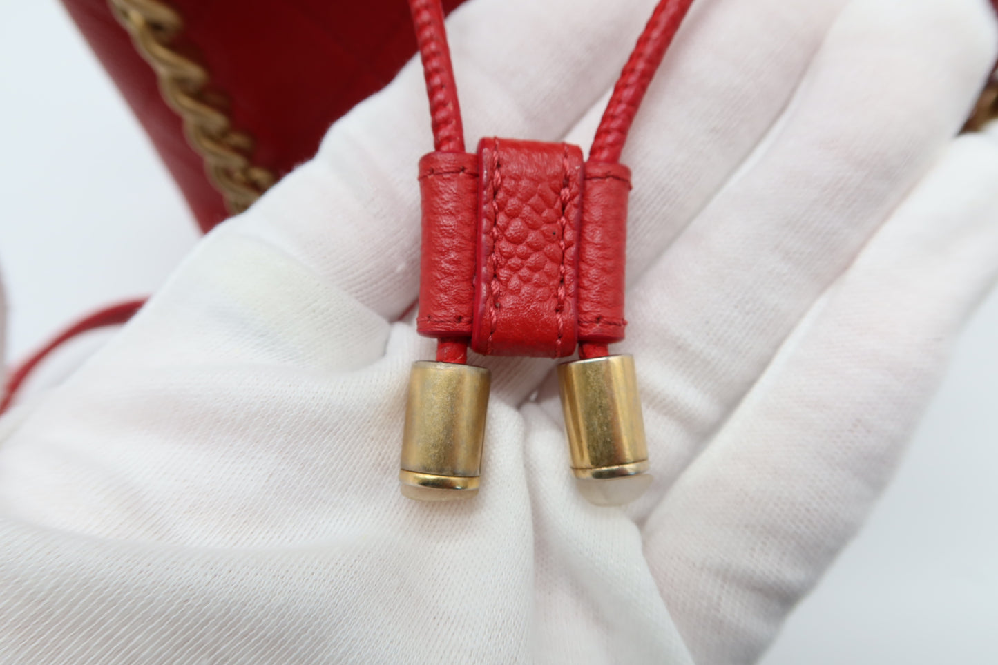 Chanel Red Caviar Leather Bucket Bag