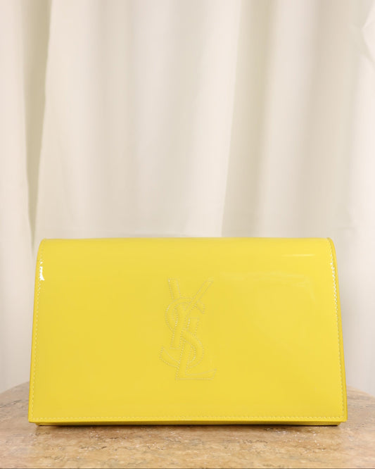 YSL Patent Leather Yellow Clutch