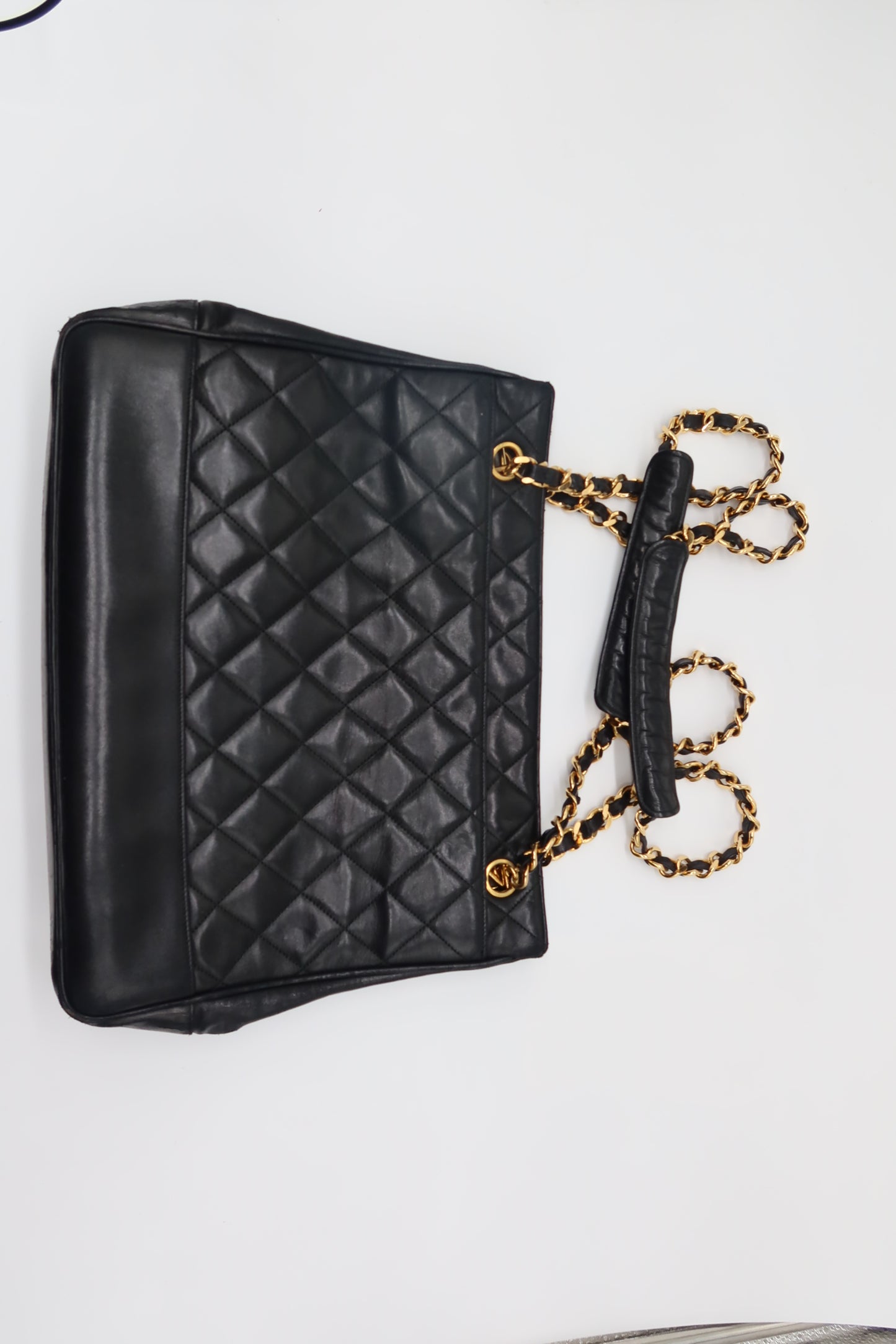 '91-'94 Chanel Quilted Black Tote in Lambskin Leather