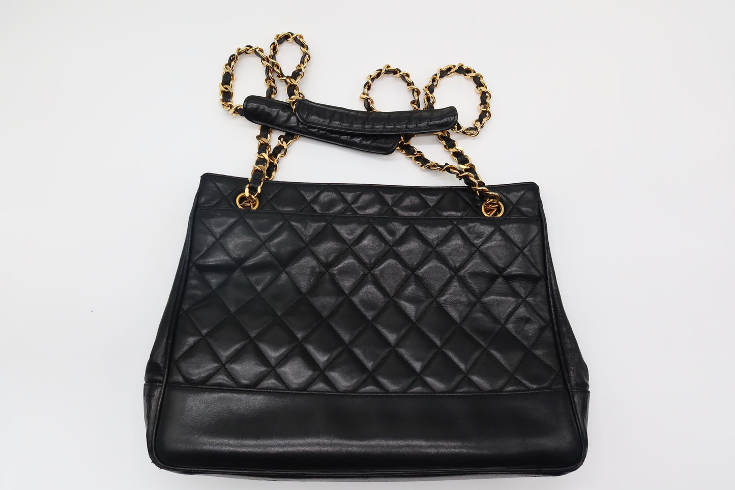 '91-'94 Chanel Quilted Black Tote in Lambskin Leather