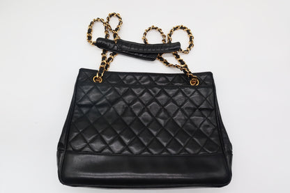 '91-'94 Chanel Quilted Black Tote in Lambskin Leather