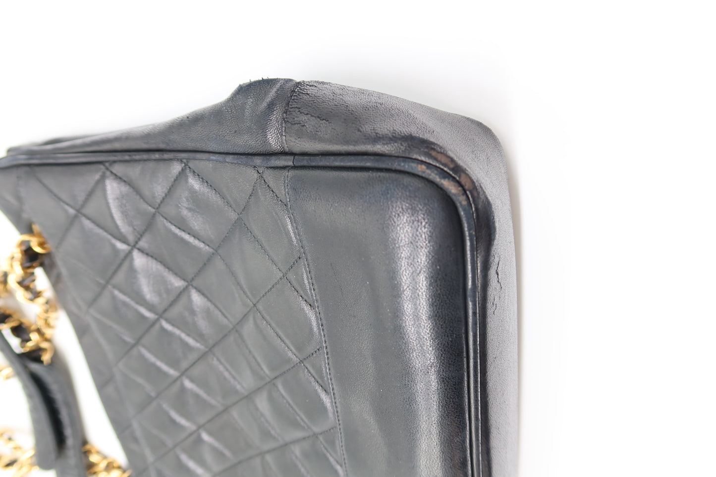'91-'94 Chanel Quilted Black Tote in Lambskin Leather