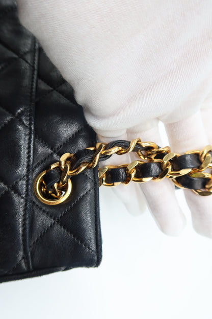 '91-'94 Chanel Quilted Black Tote in Lambskin Leather