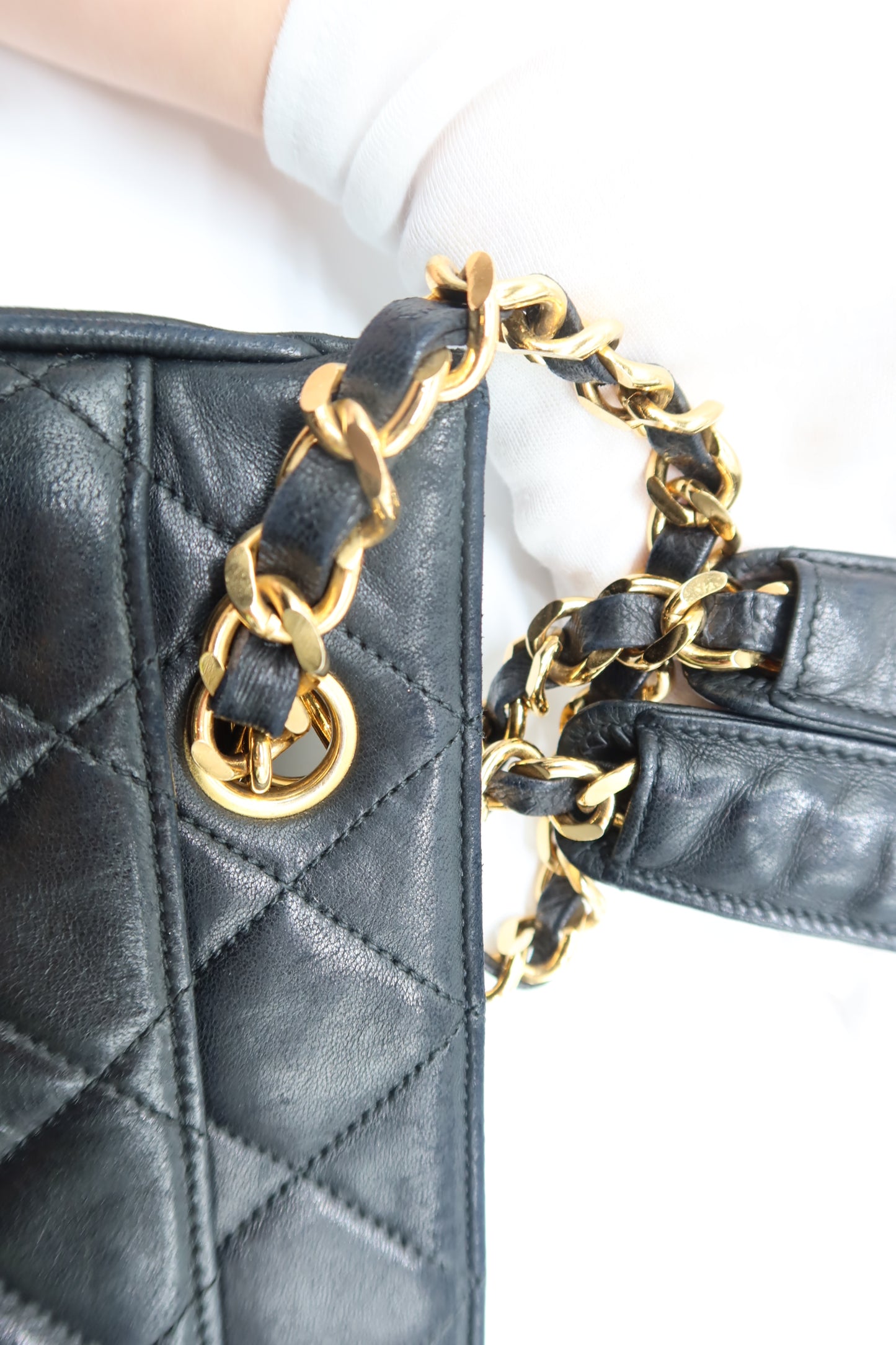 '91-'94 Chanel Quilted Black Tote in Lambskin Leather
