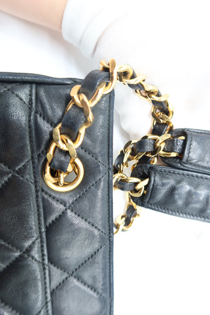 '91-'94 Chanel Quilted Black Tote in Lambskin Leather