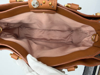 Miu Miu Leather Crystal Embellished Tote