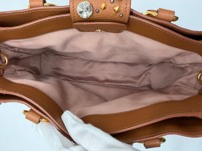 Miu Miu Leather Crystal Embellished Tote