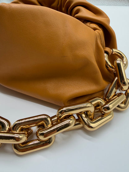 Bottega Veneta Gold Leather Chain Pouch