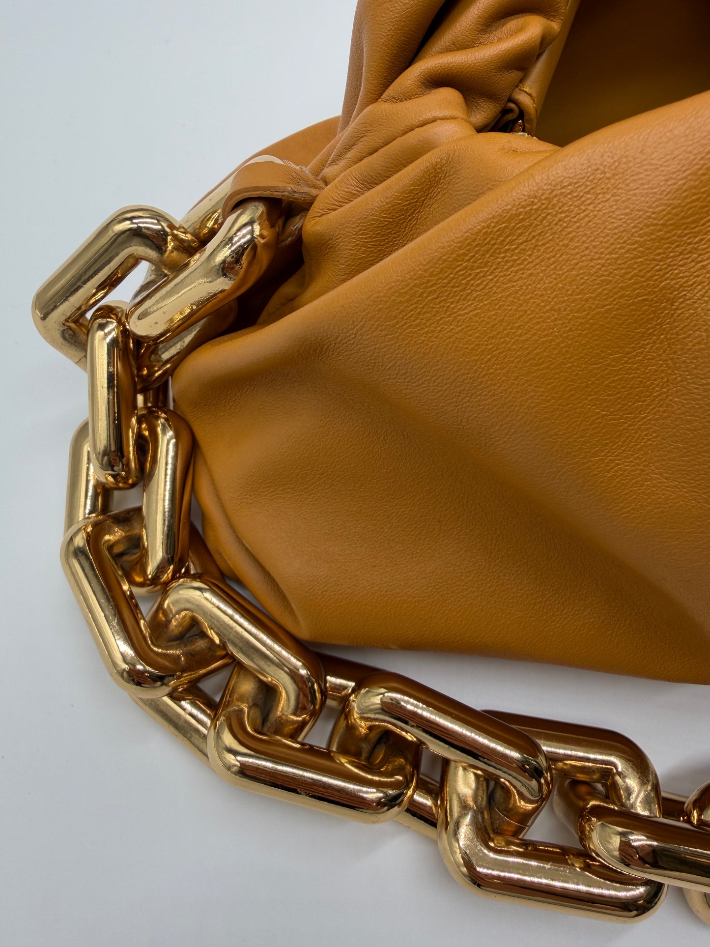 Bottega Veneta Gold Leather Chain Pouch