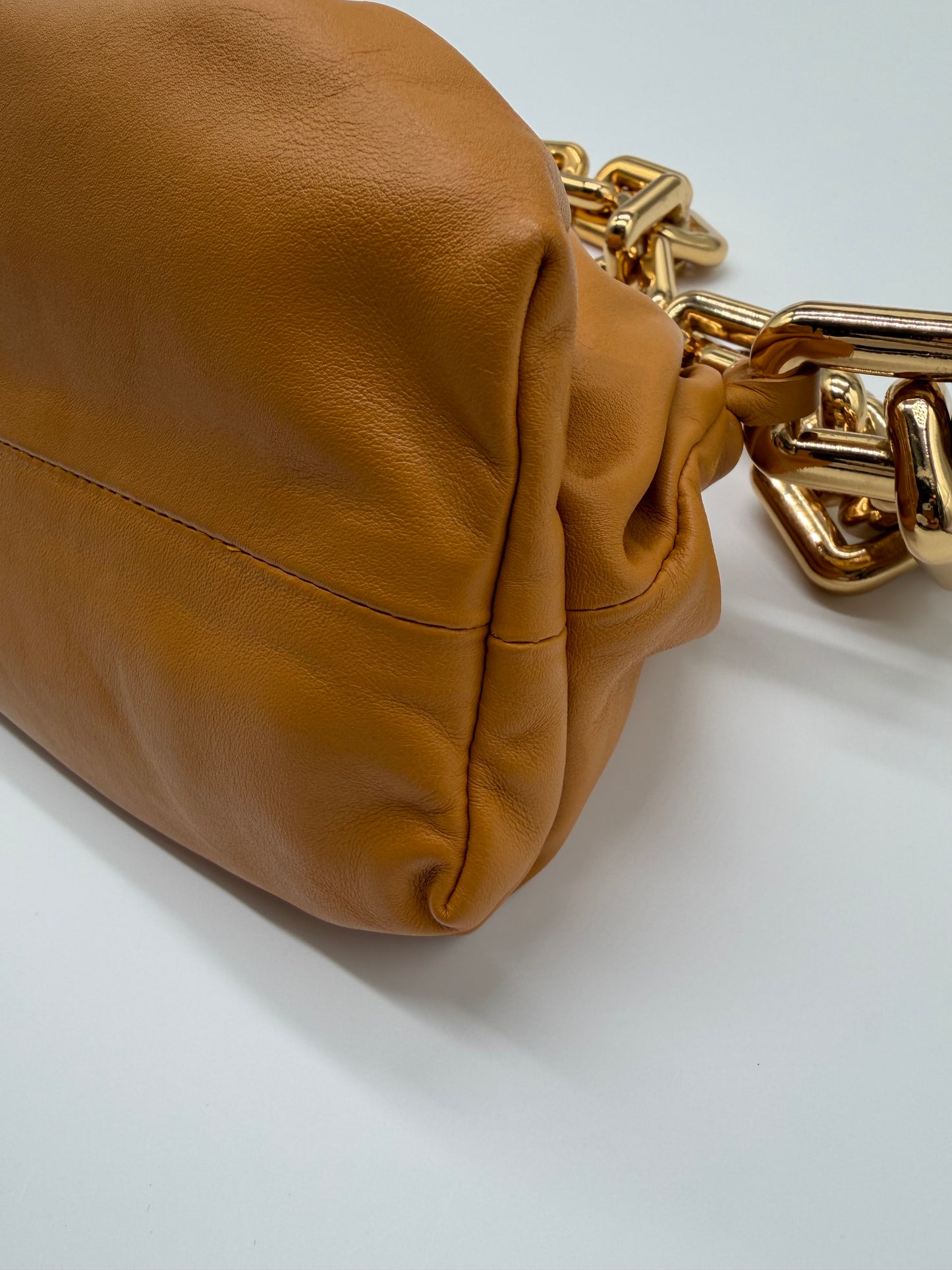 Bottega Veneta Gold Leather Chain Pouch
