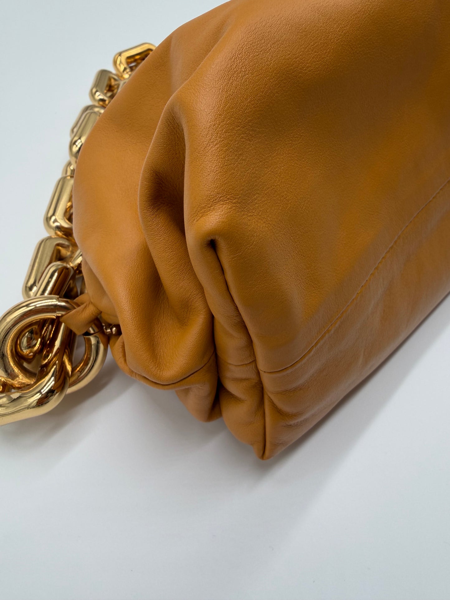 Bottega Veneta Gold Leather Chain Pouch