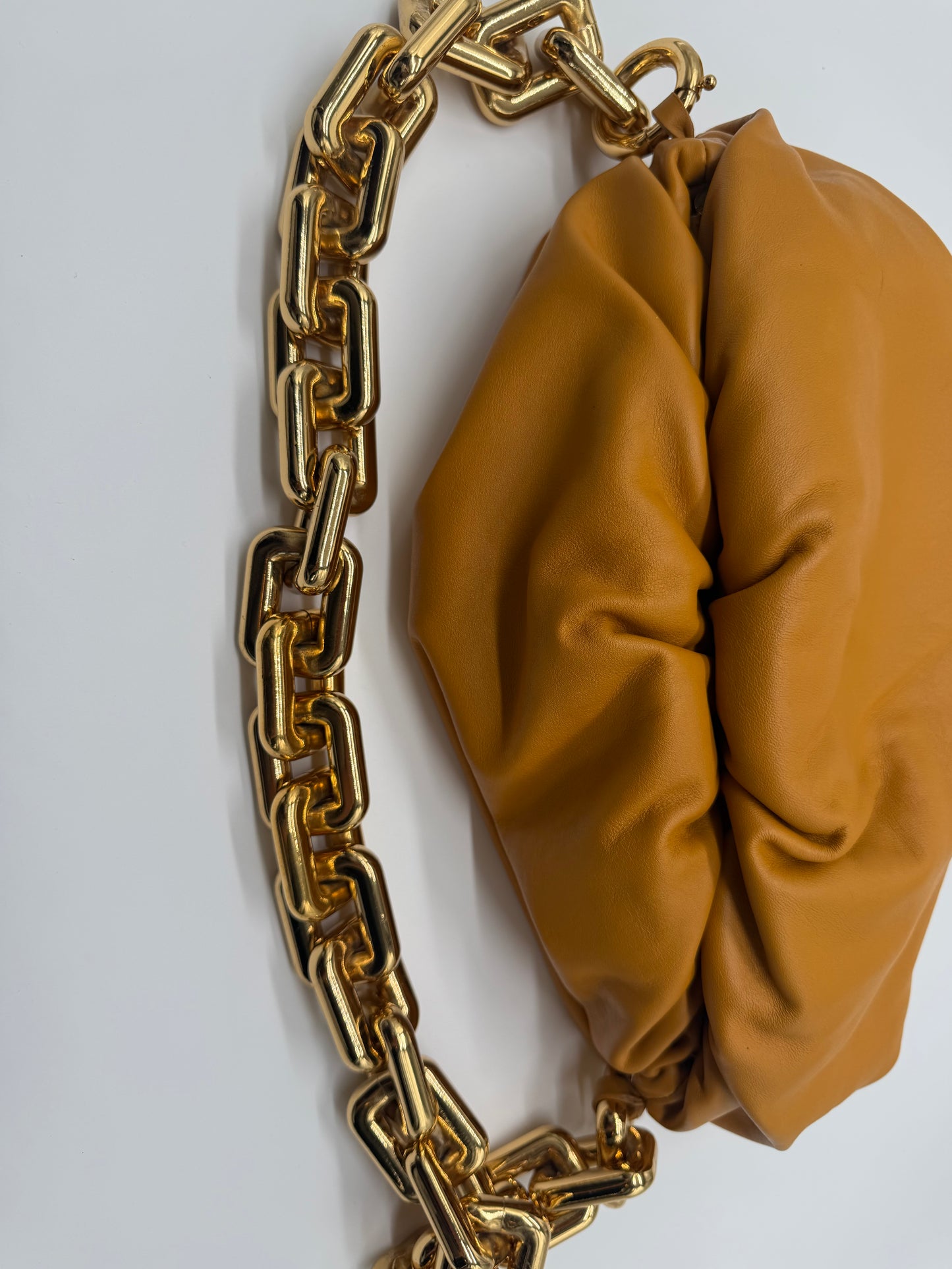 Bottega Veneta Gold Leather Chain Pouch