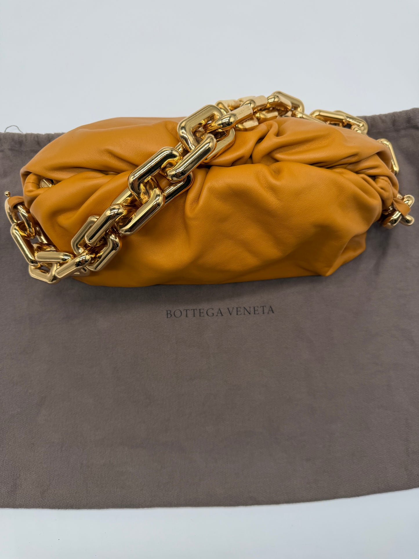 Bottega Veneta Gold Leather Chain Pouch