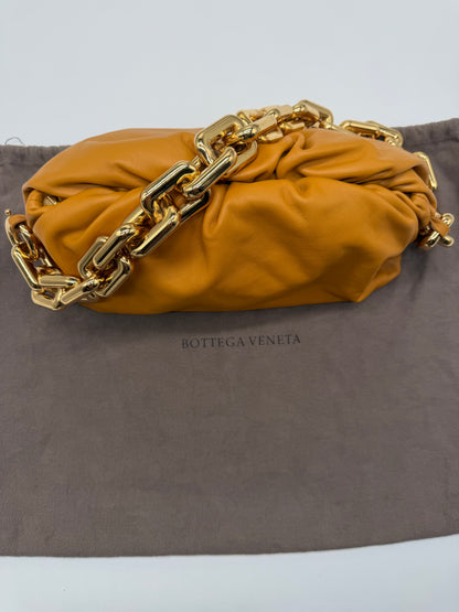 Bottega Veneta Gold Leather Chain Pouch
