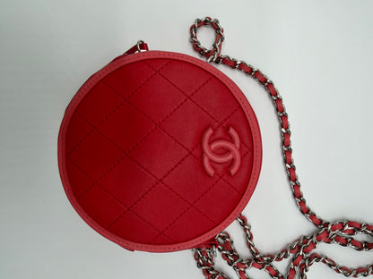 2019 Chanel Red/Pink Lambskin Round Crossbody