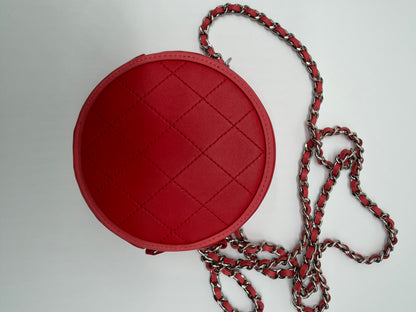 2019 Chanel Red/Pink Lambskin Round Crossbody