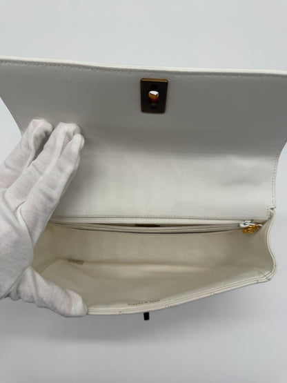 1994 Chanel White Lambskin Tortoiseshell Resin Chain Flap Bag