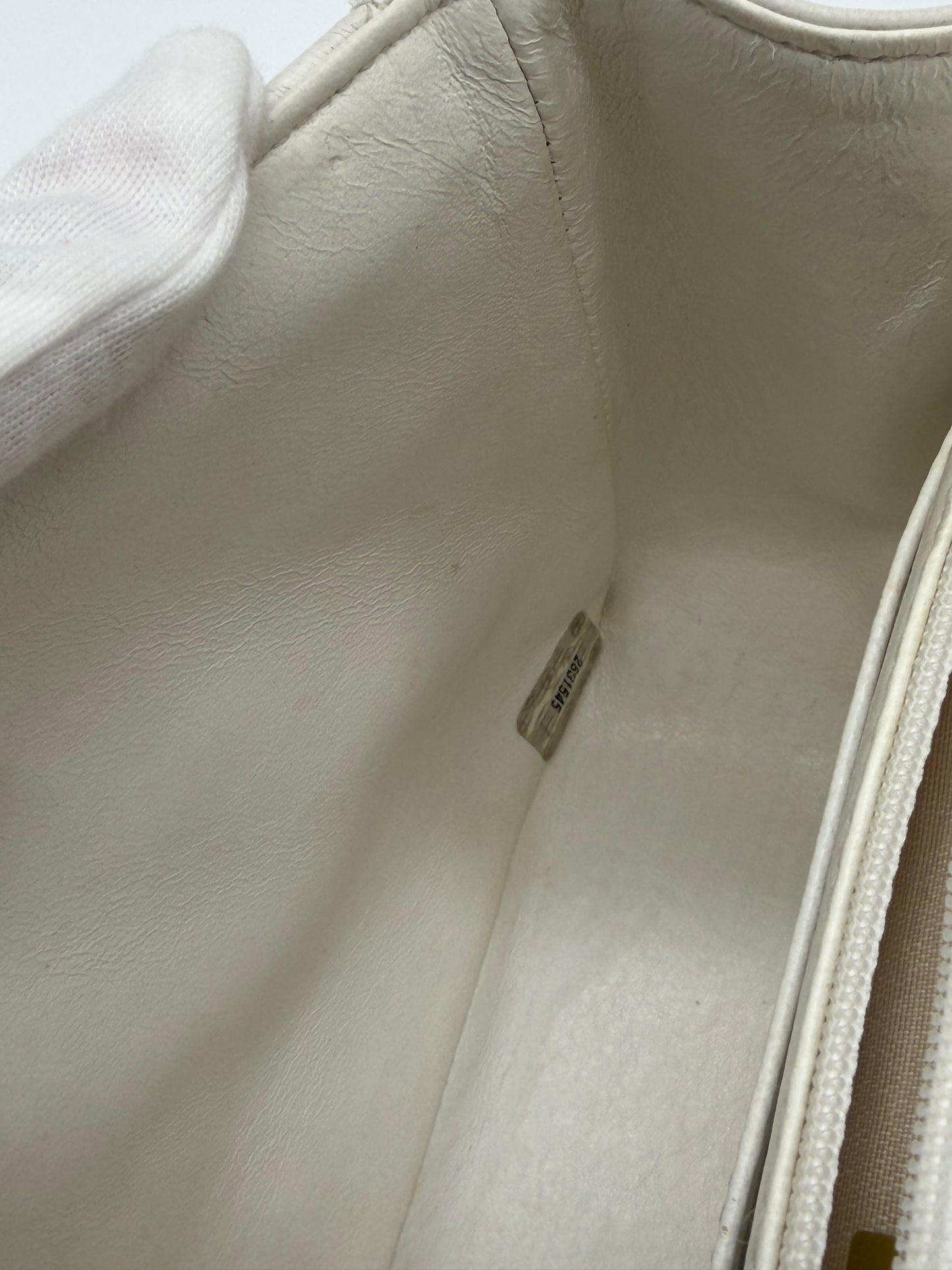 1994 Chanel White Lambskin Tortoiseshell Resin Chain Flap Bag