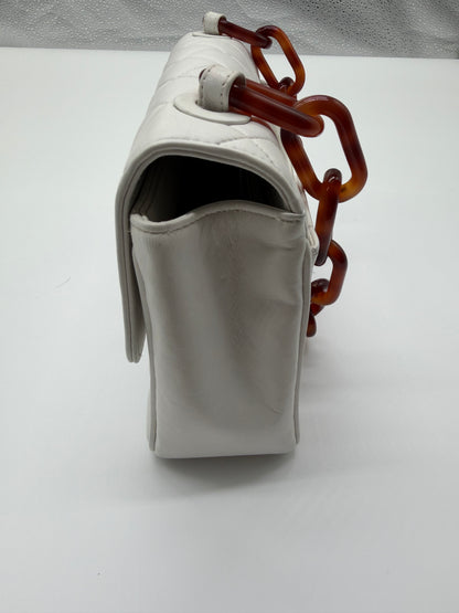 1994 Chanel White Lambskin Tortoiseshell Resin Chain Flap Bag