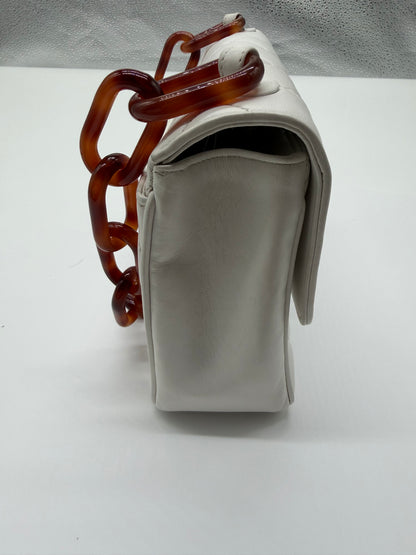 1994 Chanel White Lambskin Tortoiseshell Resin Chain Flap Bag