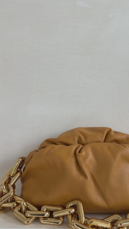 Bottega Veneta Gold Leather Chain Pouch