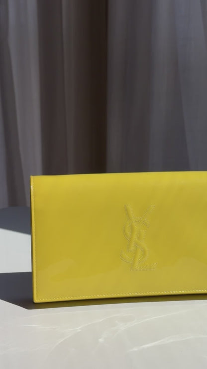 YSL Patent Leather Yellow Clutch